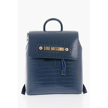 Moschino LOVE Crocodile Effect Faux Leather Backpack