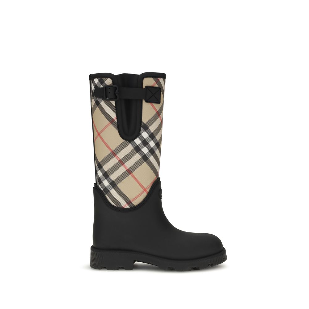 【関税&送料込】Burberry Marsh Stamp Rubber High Boots Rubber Marsh Stamp High Boots​ in Black - Women | Burberry