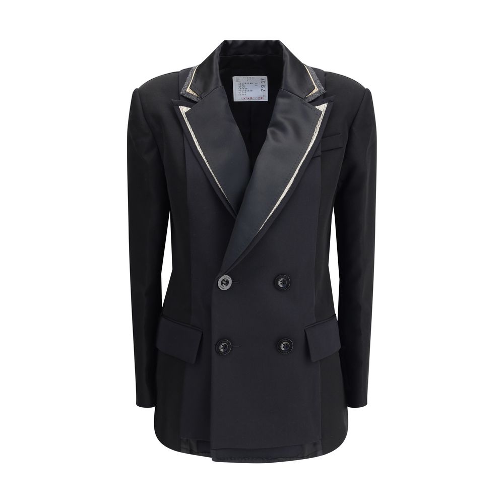 【sacai】Contrast Lapel Double Breasted Cotton Blazer SACAI | Contrast Lapel Double Breasted Cotton Blazer | Women