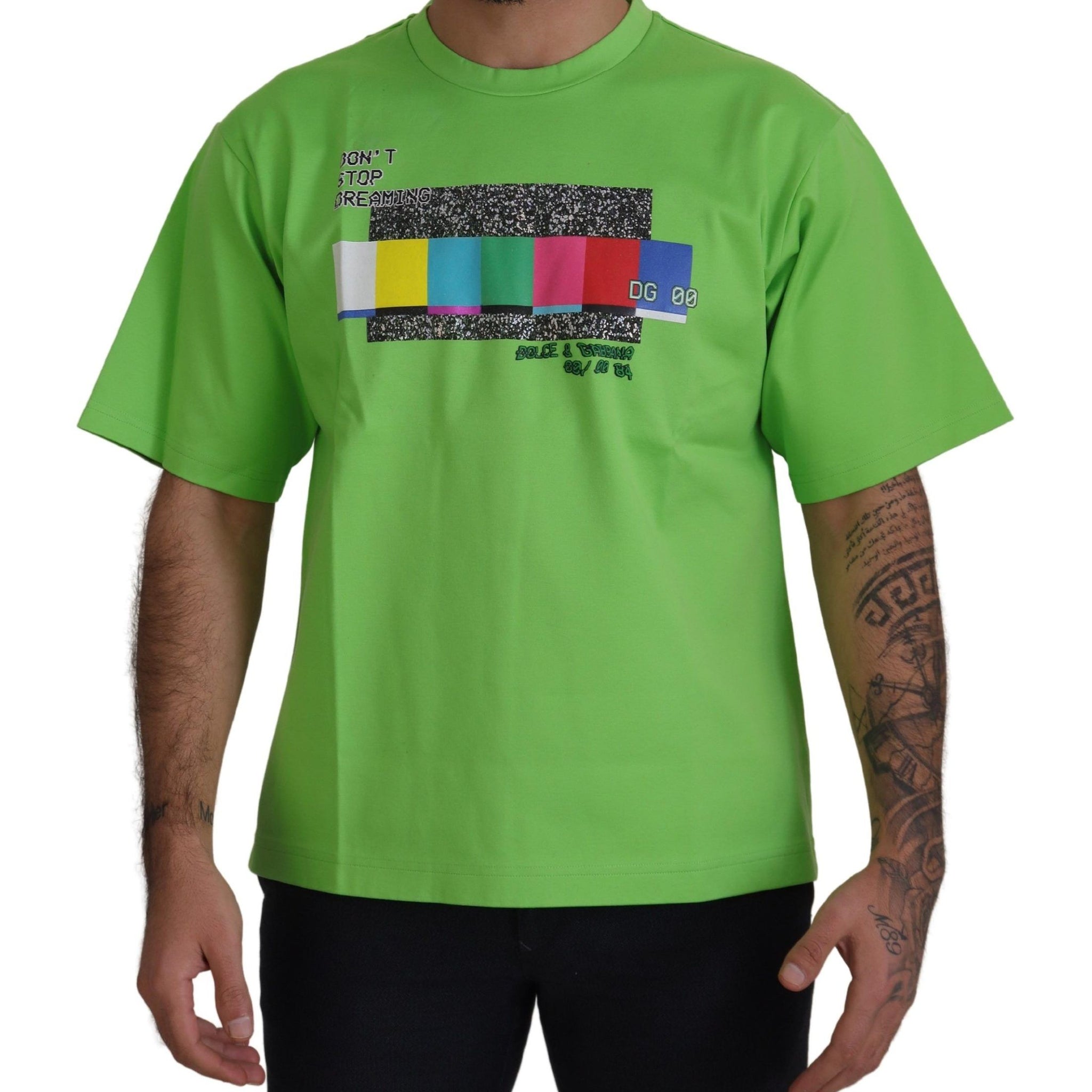 Dolce & Gabbana Green Cotton DG CHANNEL Top T-shirt