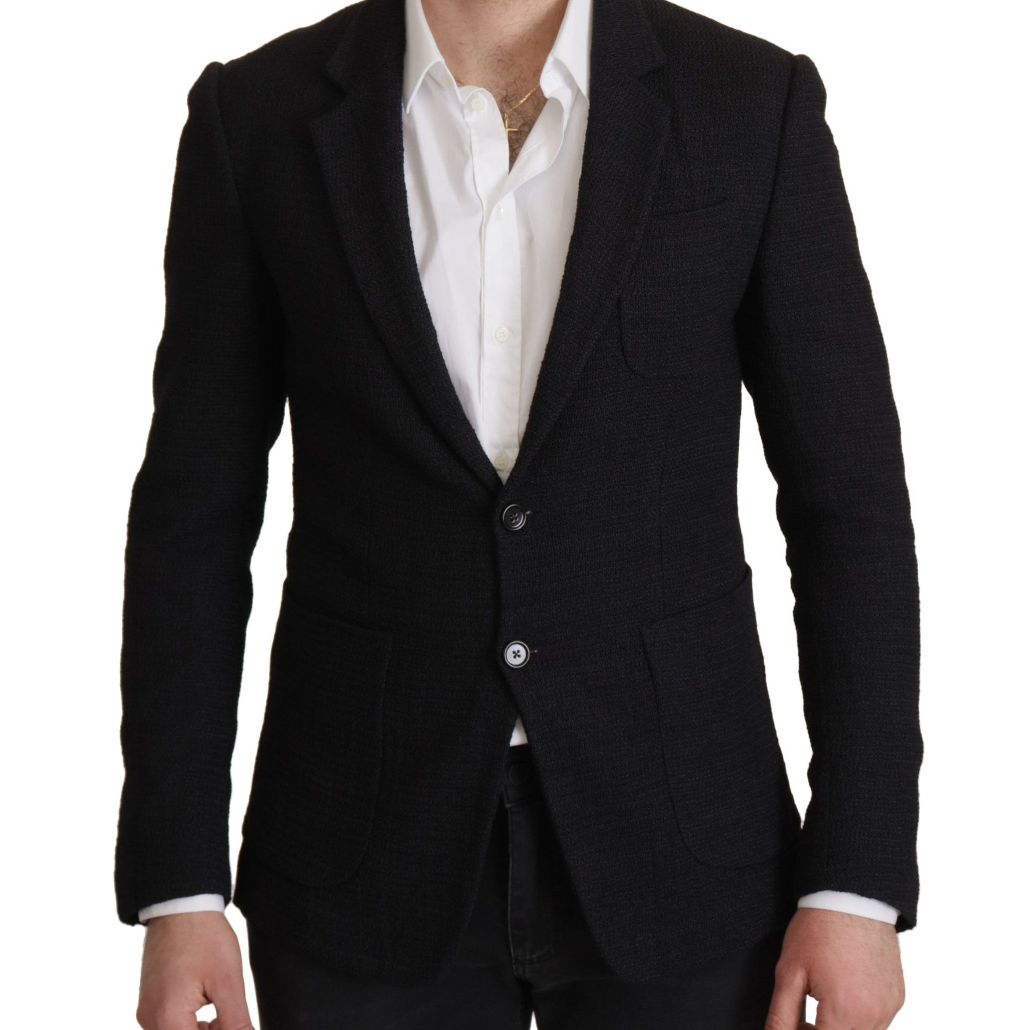 Dolce & Gabbana Black Single Breasted Coat Men Blazer