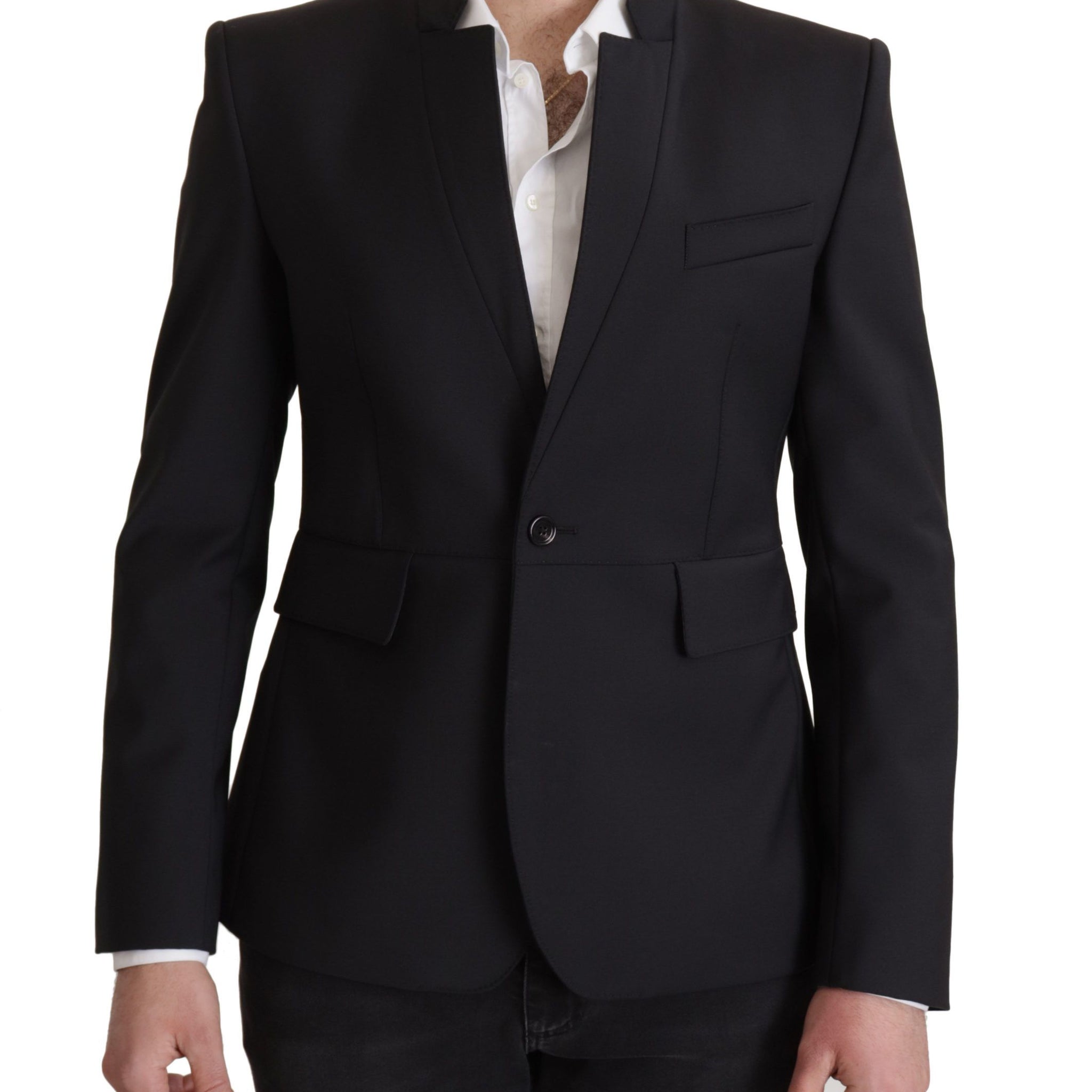 Dolce & Gabbana Black Wool Single Breasted Coat Men Blazer