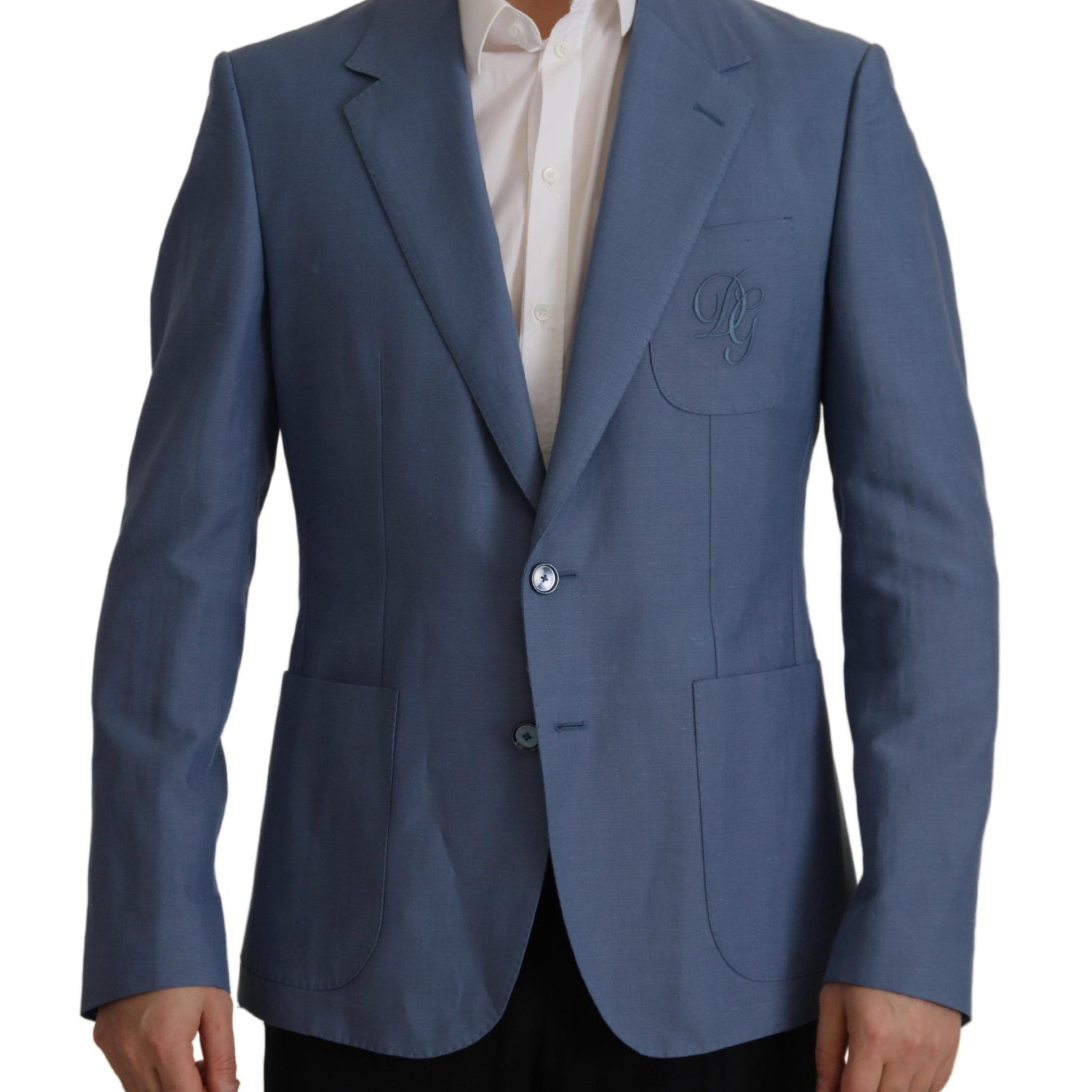 Dolce & Gabbana Blue Single Breasted Logo Blazer Jacket
