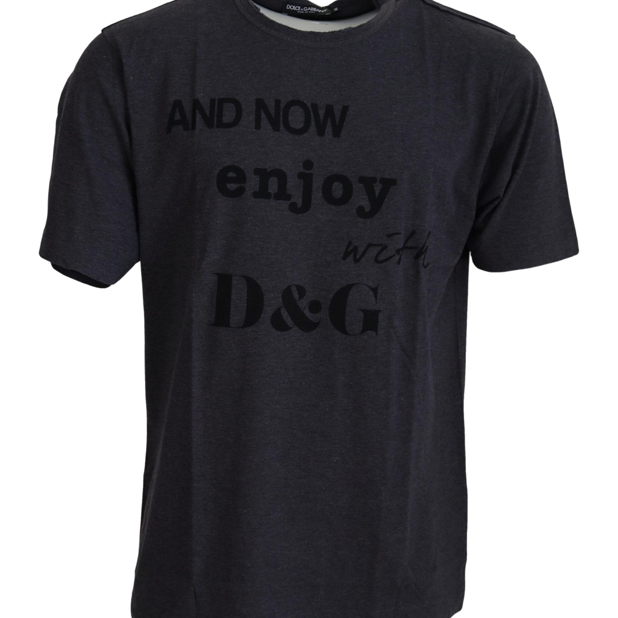 Dolce & Gabbana Gray Crewneck Cotton Short Sleeve  T-shirt