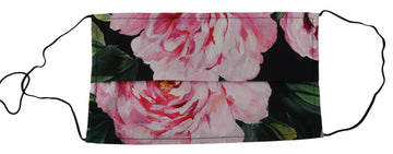 Dolce & Gabbana Black Floral Pleated Elastic Ear Strap Face Mask