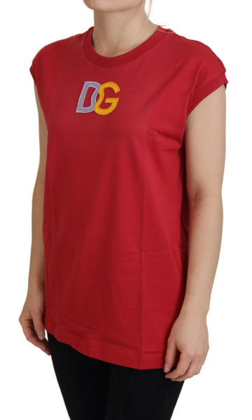 Dolce & Gabbana Red Cotton DG Logo Tank Top T-shirt