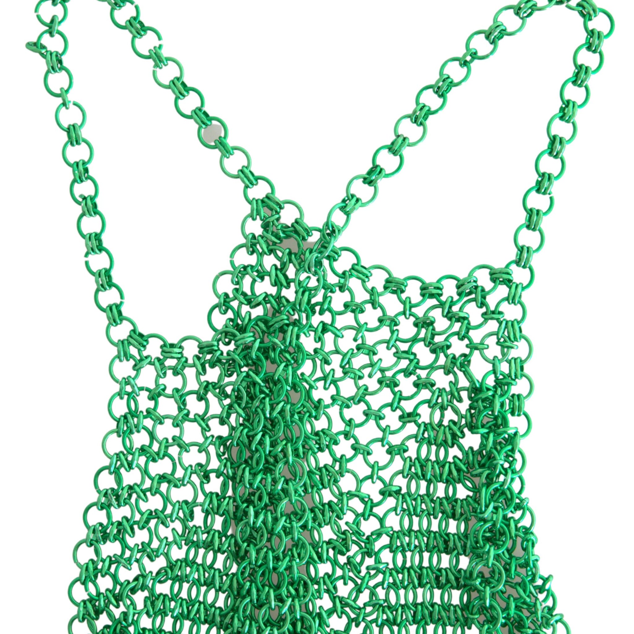 Dolce & Gabbana Green Aluminum Sleeveless Halter Cropped Tank Top