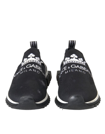 Dolce & Gabbana Black White Sorrento Slip On Sneakers Shoes