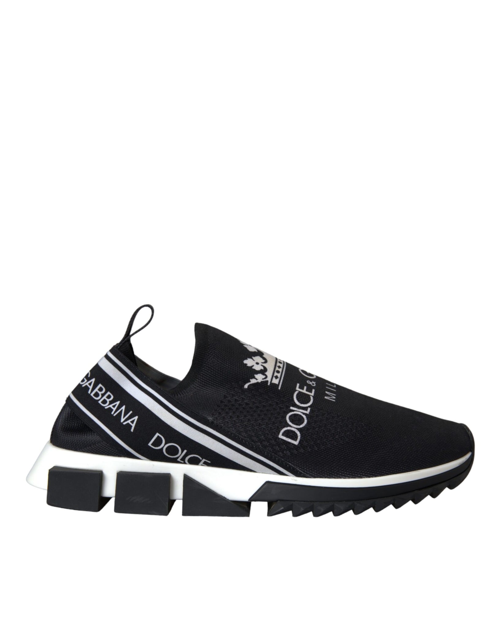 Dolce & Gabbana Black White Sorrento Slip On Sneakers Shoes