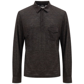 Corneliani Gray Wool Polo Shirt