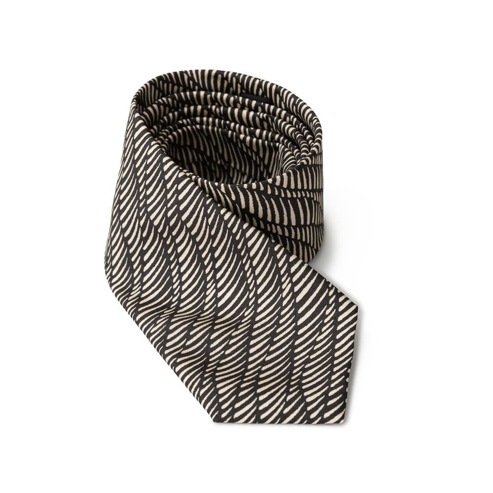 Giorgio Armani Black And White Silk Ty