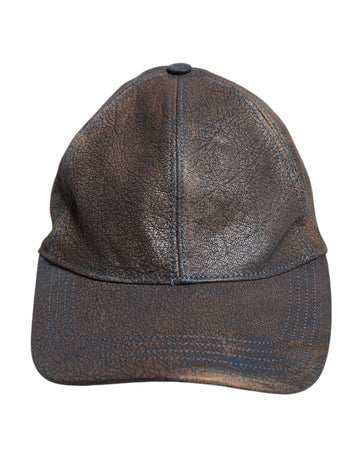 Dolce & Gabbana Brown Goatskin Leather Baseball Cap
