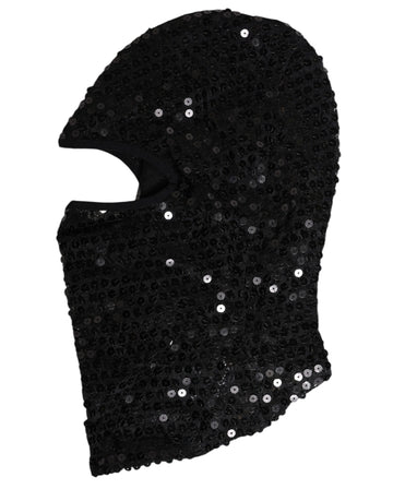 Dolce & Gabbana Black Sequined Nylon Ski Mask Balaclava Hat