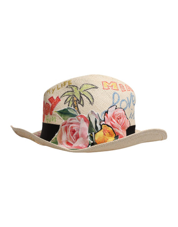 Dolce & Gabbana Multicolor Floral Women Fedora Wide Brim Hat