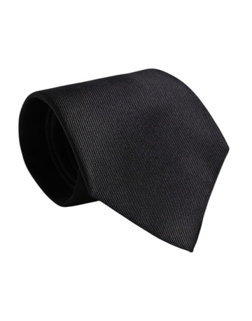 Dolce & Gabbana Black Solid Silk Adjustable Necktie Tie
