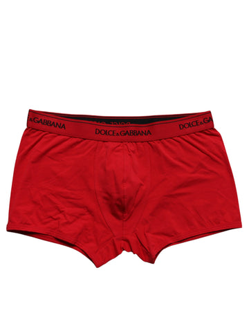 Dolce & Gabbana Red Cotton Stretch Men Regular Boxer Underwear