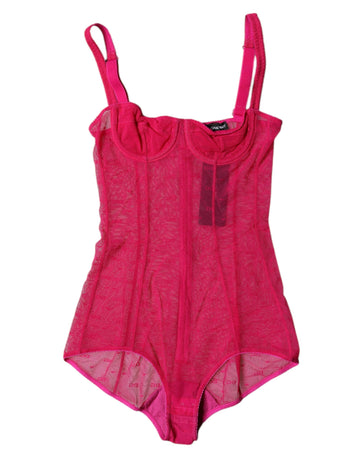 Dolce & Gabbana Fuchsia Tulle Balconette Bra Bodysuit Underwear