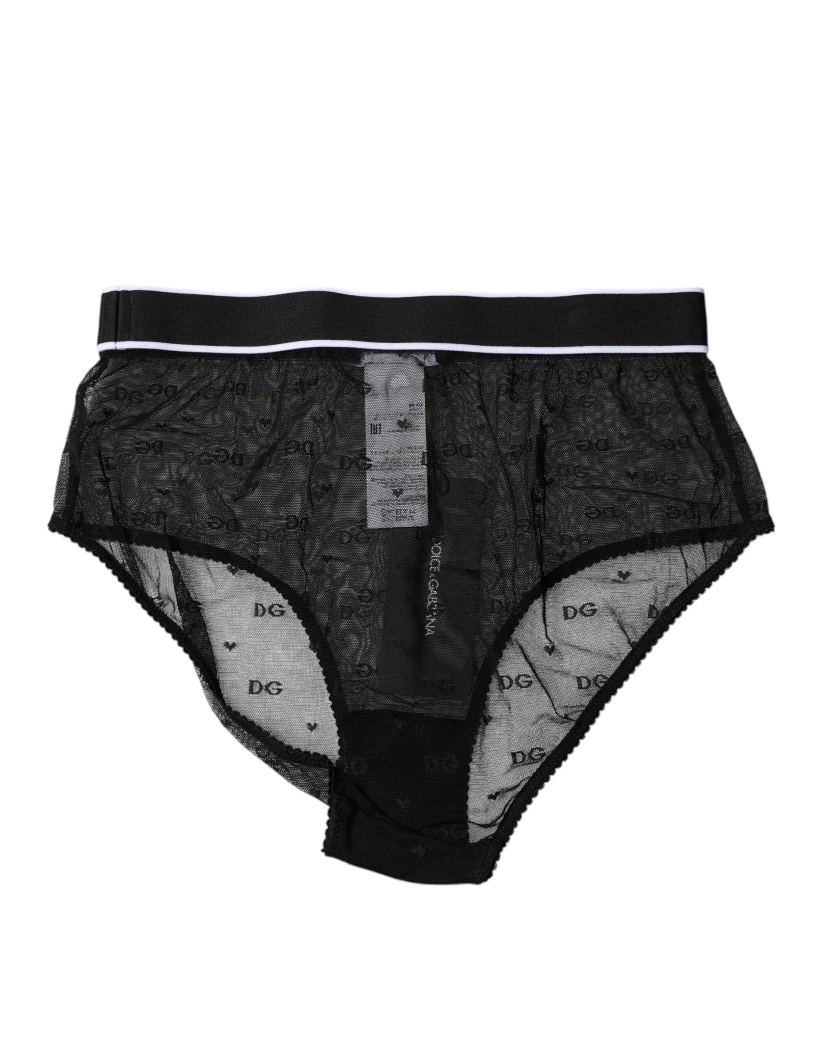 Dolce & Gabbana Black Tulle Nylon Mid Waist Panty Underwear
