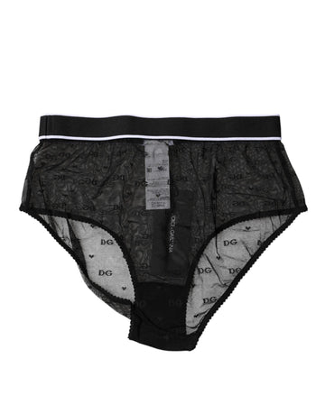 Dolce & Gabbana Black Tulle Nylon Mid Waist Panty Underwear