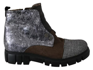 EBARRITO Multicolor Leather Suede Zipper Ankle Boots Shoes