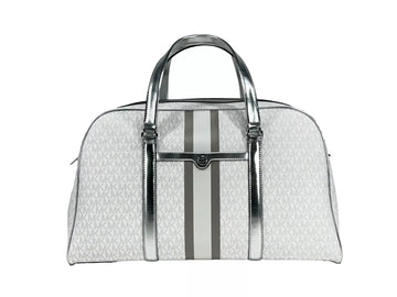 Michael Kors Travel Extra Large PVC Top Zip Weekender Luggage Bag Optic White