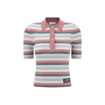 Ganni Striped Polo Top