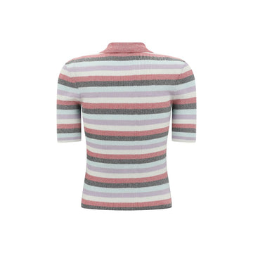 Ganni Striped Polo Top