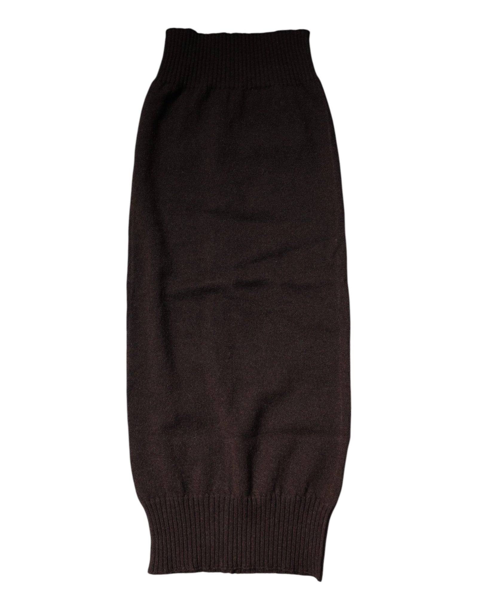 Dolce & Gabbana Brown Cashmere Knitted Neck Warmer Foulard Scarf