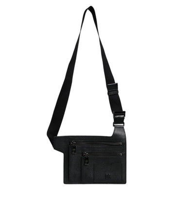 Dolce & Gabbana Black Calfskin Leather Messenger Crossbody Bag