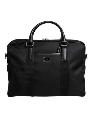Dolce & Gabbana Black Leather Document Briefcase Top Handle Bag
