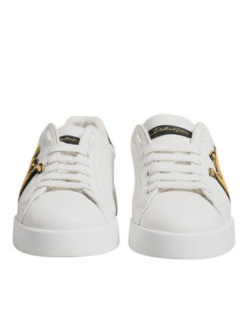 Dolce & Gabbana White Royal Crown Low Top Sneakers Shoes
