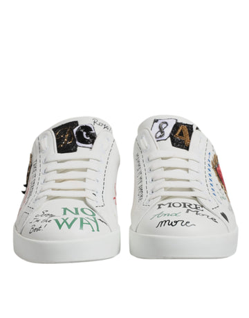 Dolce & Gabbana White Sacred Heart Patch Sneakers Shoes