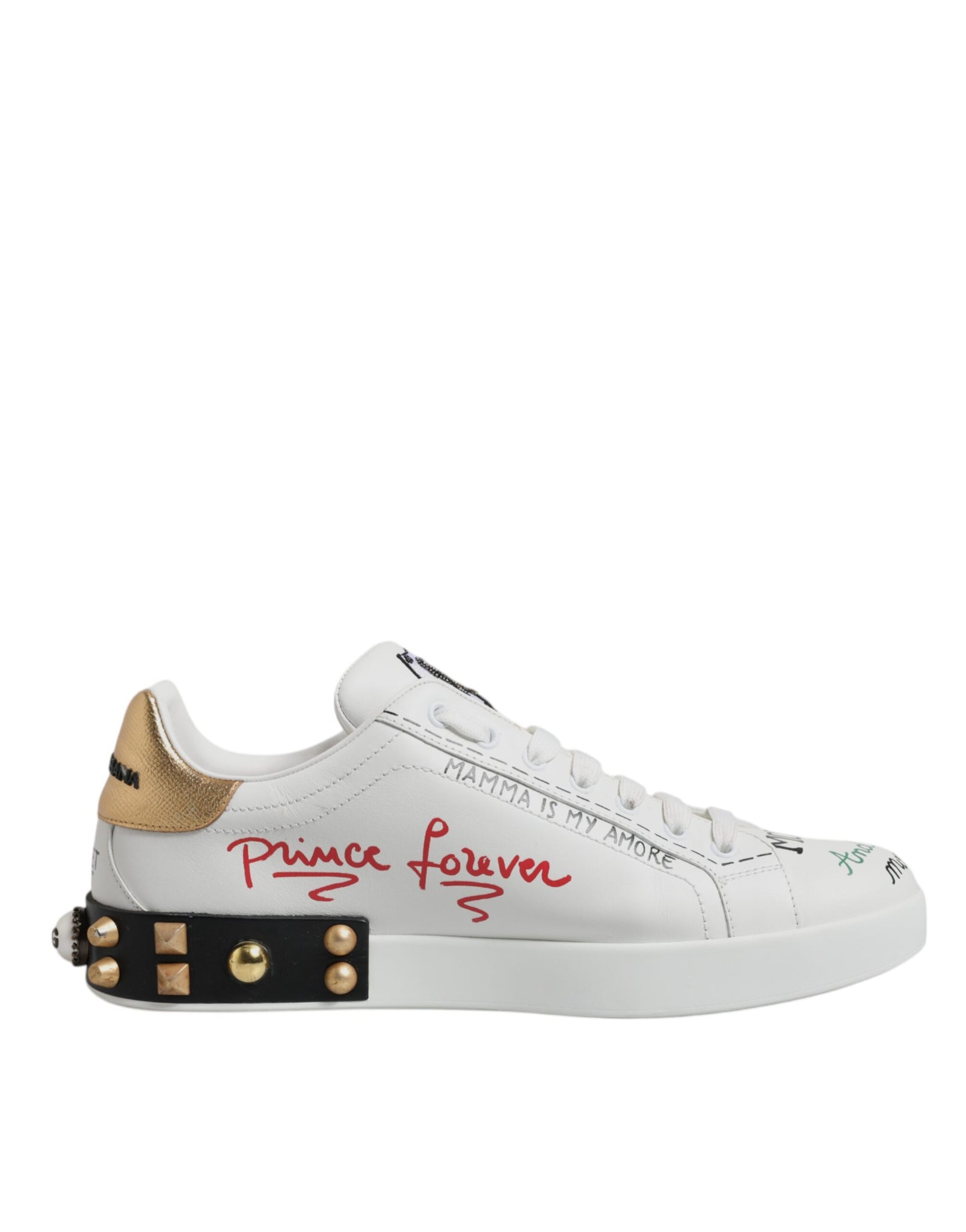 Dolce & Gabbana White Sacred Heart Patch Sneakers Shoes