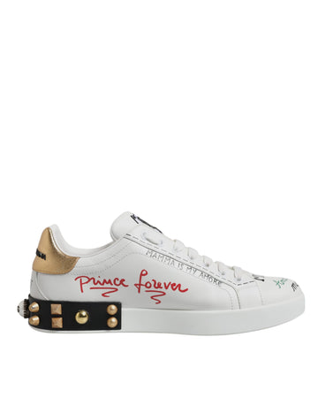 Dolce & Gabbana White Sacred Heart Patch Sneakers Shoes