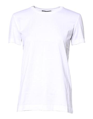 Dolce & Gabbana White Cotton Crew Neck Short Sleeves T-shirt