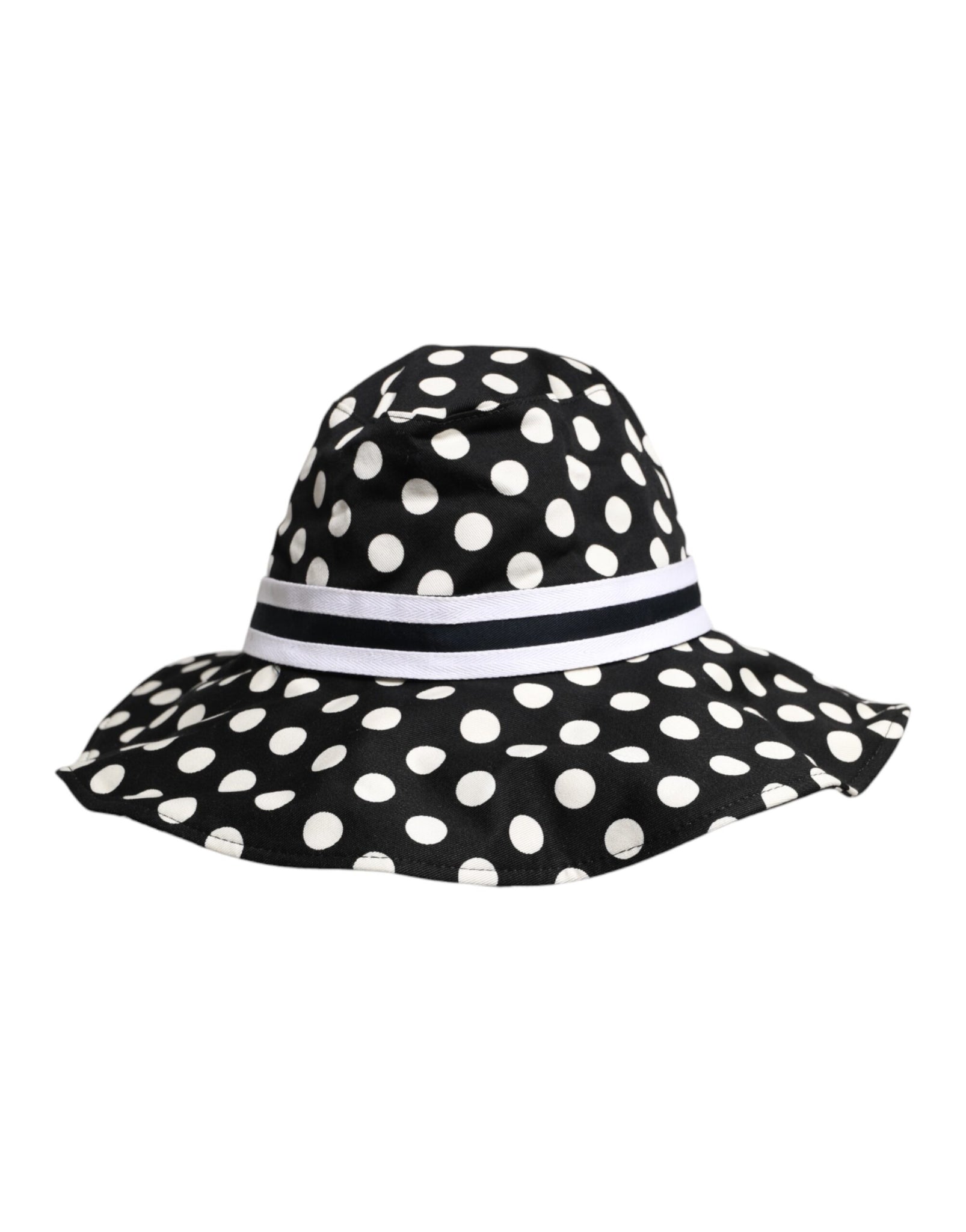 Dolce & Gabbana Black White Polka Dot Wide Brim Bucket Hat