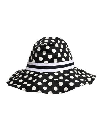 Dolce & Gabbana Black White Polka Dot Wide Brim Bucket Hat