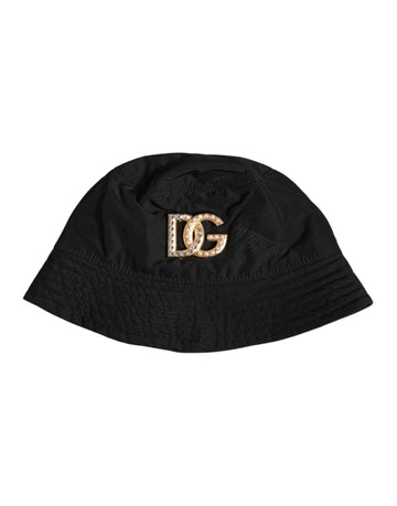 Dolce & Gabbana Black DG Crystal Polyester Wide Brim Bucket Hat