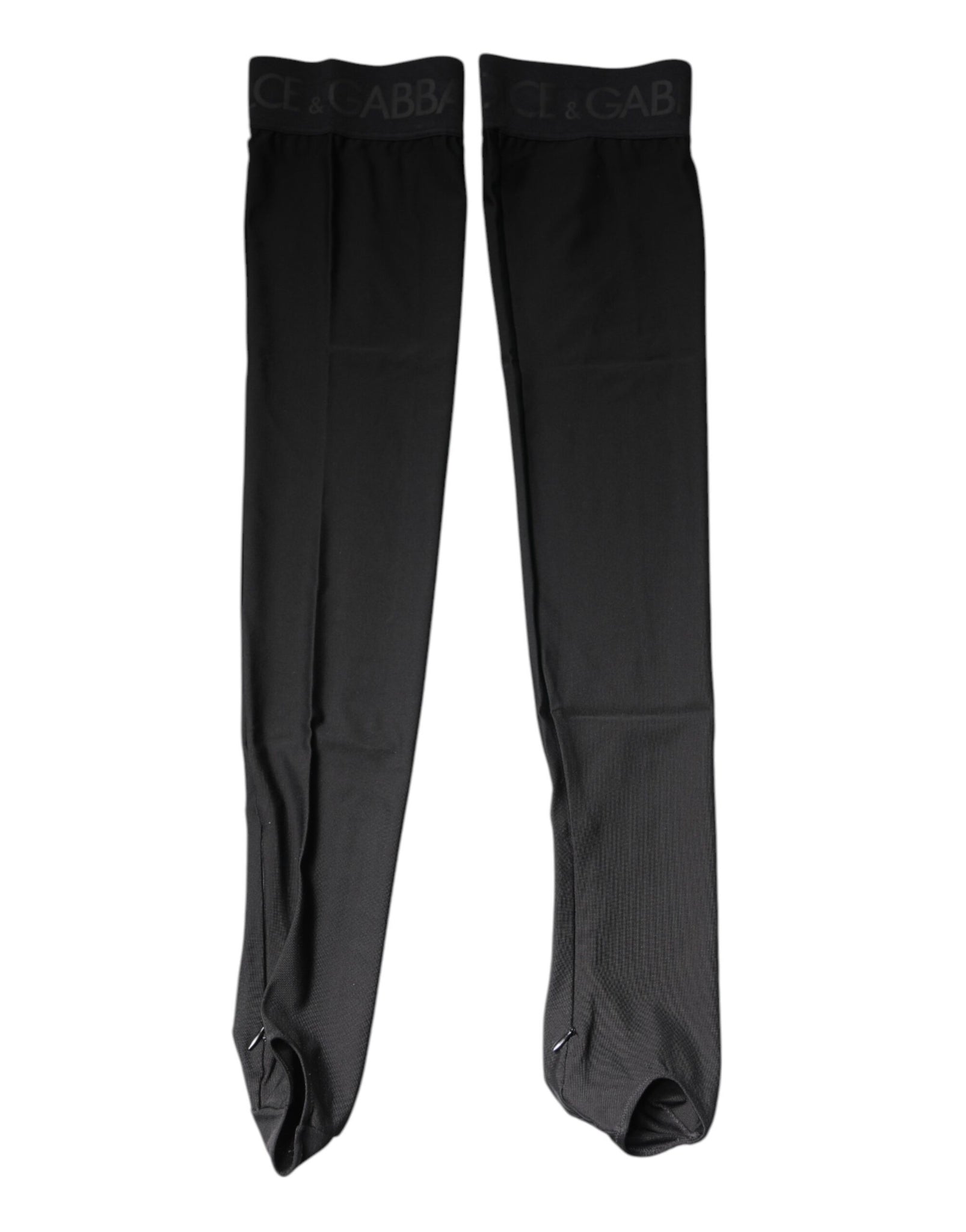 Dolce & Gabbana Black Viscose Stretch Over Calf Stockings Socks