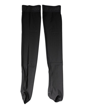 Dolce & Gabbana Black Viscose Stretch Over Calf Stockings Socks