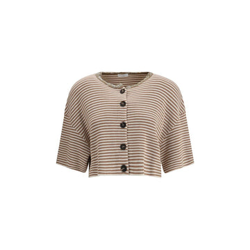 Brunello Cucinelli Cropped striped Cardigan