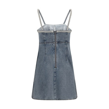 Self-Portrait Denim mini Dress with pearls