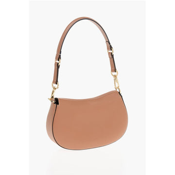 Valentino Leather Shoulder Bag with Logoed Buckle