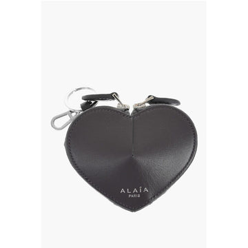 Alaïa Leather HEART Zipped Wallet with Carabiner