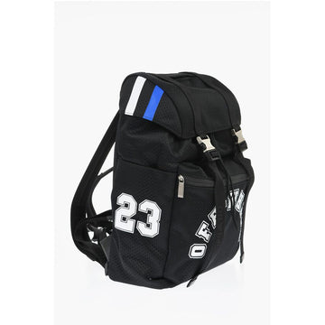 Off-White Perforated Nylon Hiking Backpack with Contrasting Details