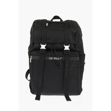 Off-White Solid Color Nylon Hiking Backpack