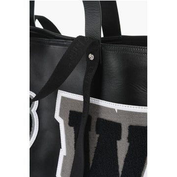 Off-White Leather DAY OFF VARSITY Weekend Bag with Contrasting Patches