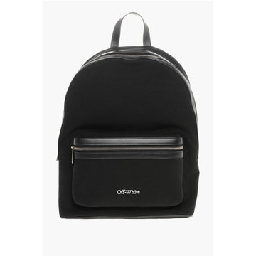 Off-White Solid Color Canvas Backpack with Embroidered Logo
