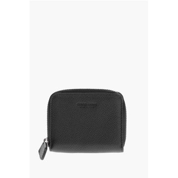 Armani GIORGIO Textured Leather Coin Purse with Zip Closure