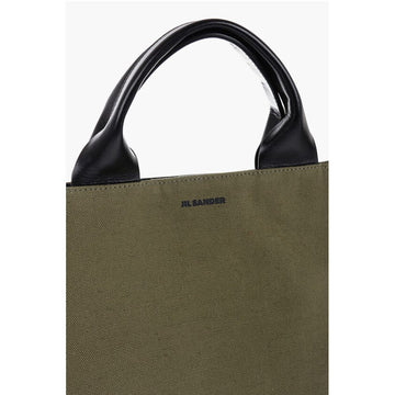 Jil Sander Canvas Shopper Bag with Leather Handles